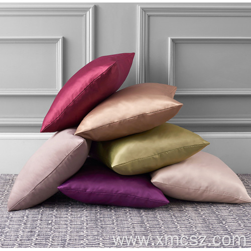 Solid Color Satin Silk Pillowcase Cushion Cover